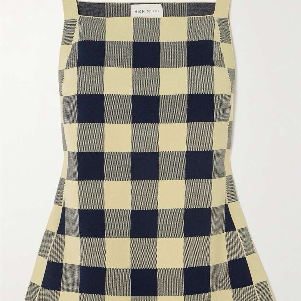 Navy and Cream Check A-Line Skirt
